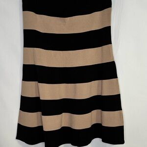 Striped Black and Tan Strapless Mini Bodycon Dress XL